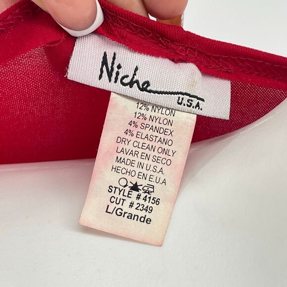 Vintage Niche USA Red Cowl Neck Cutout Long Sleeve Blouse Top Women’s Large - Picture 9 of 13